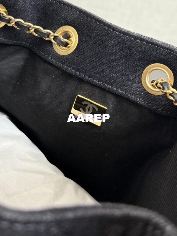 Replica Chanel 25C Small Bucket Bag in Washed Denim AS5293 Black 10