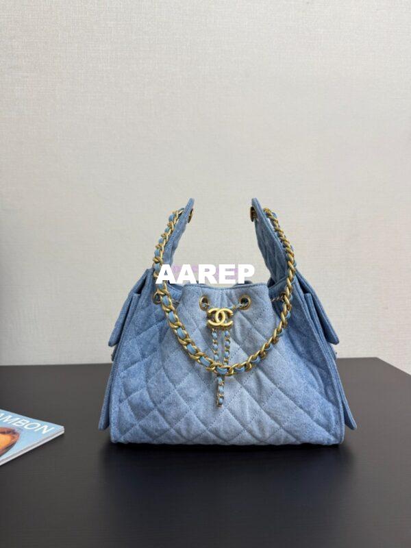 Replica Chanel 25C Small Bucket Bag in Washed Denim AS5293 Blue 3
