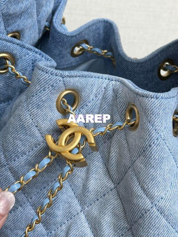 Replica Chanel 25C Small Bucket Bag in Washed Denim AS5293 Blue 5