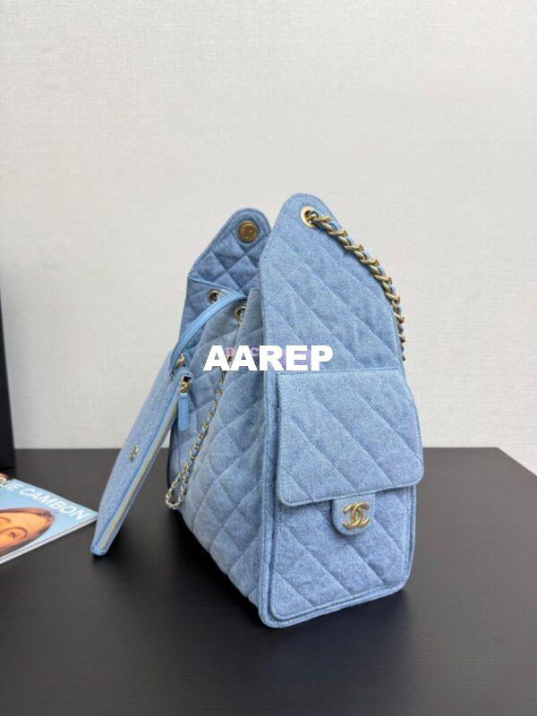 Replica Chanel 25C Large Bucket Bag in Washed Denim AS5311 Blue 4