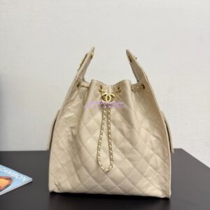 Replica Chanel 25C Large Bucket Bag in Suede Goatskin AS5311 Beige 2