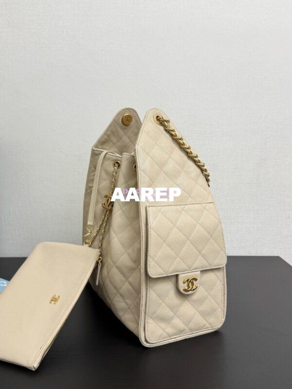 Replica Chanel 25C Large Bucket Bag in Suede Goatskin AS5311 Beige 5