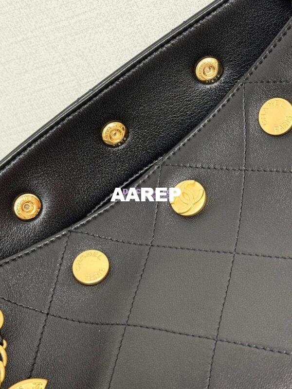 Replica Chanel SS25 Large Bucket Bag in Shiny Lambskin Gold Hardware AS5406 Black 7