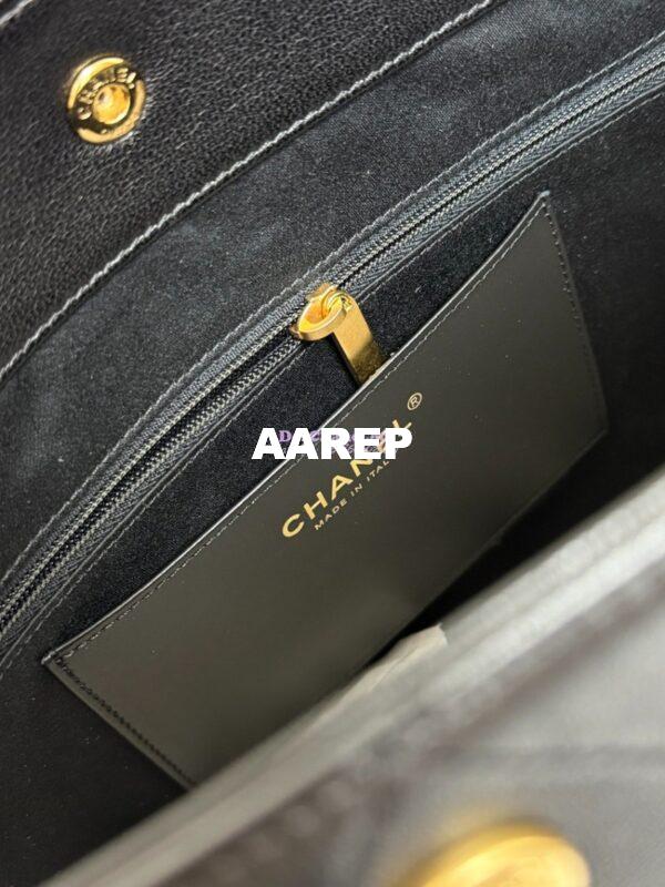 Replica Chanel SS25 Large Bucket Bag in Shiny Lambskin Gold Hardware AS5406 Black 9
