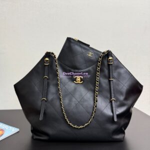 Replica Chanel SS25 Large Shopping Bag Calfskin AS5466 Black