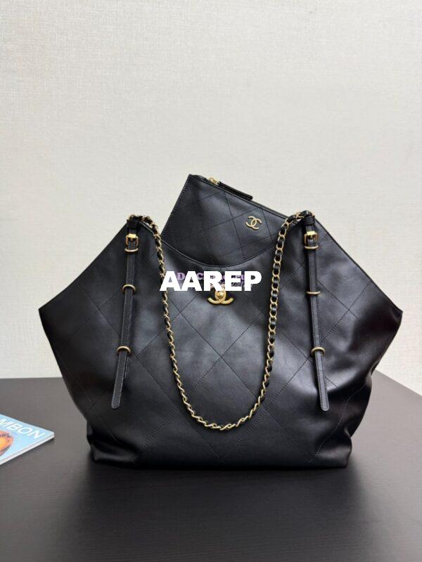 Replica Chanel SS25 Large Shopping Bag Calfskin AS5466 Black