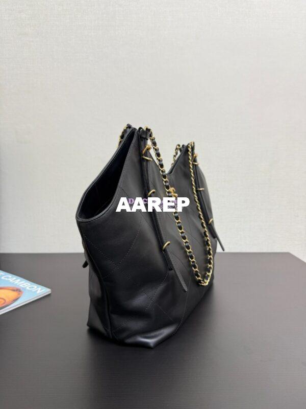 Replica Chanel SS25 Large Shopping Bag Calfskin AS5466 Black 3