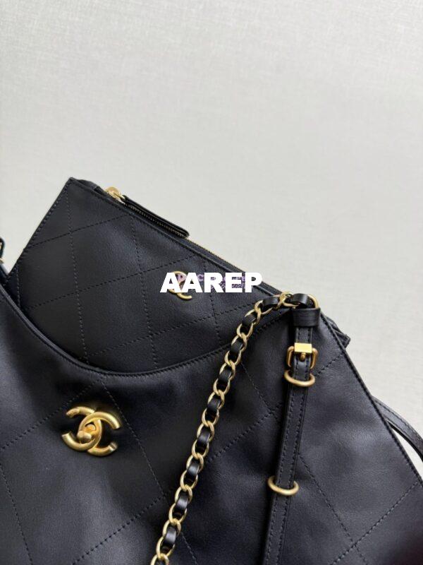 Replica Chanel SS25 Large Shopping Bag Calfskin AS5466 Black 4