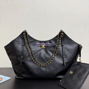 Replica Chanel SS25 Maxi Shopping Bag Calfskin AS5463 Black