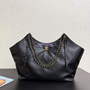 Replica Chanel SS25 Maxi Shopping Bag Calfskin AS5463 Black 2