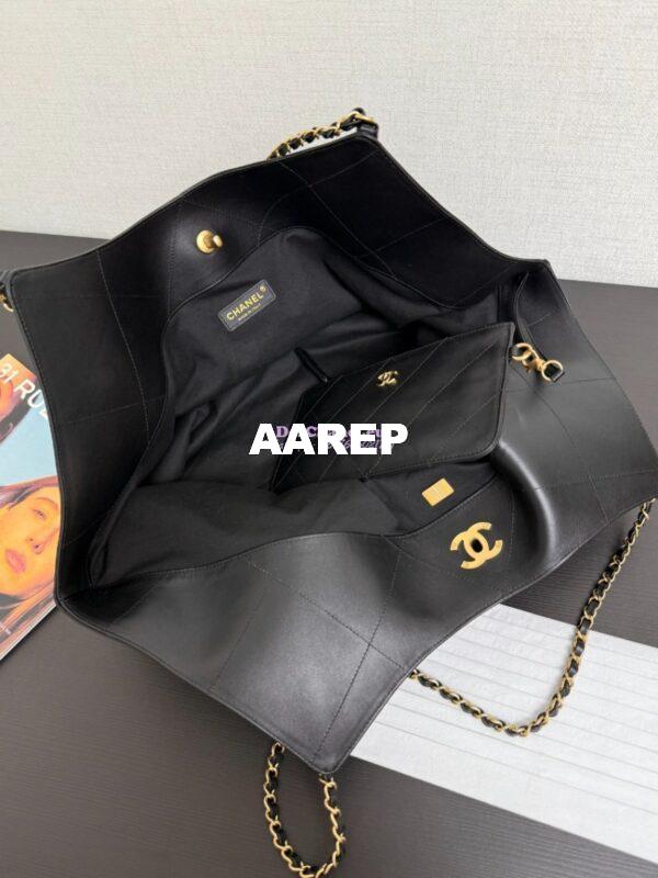 Replica Chanel SS25 Maxi Shopping Bag Calfskin AS5463 Black 8