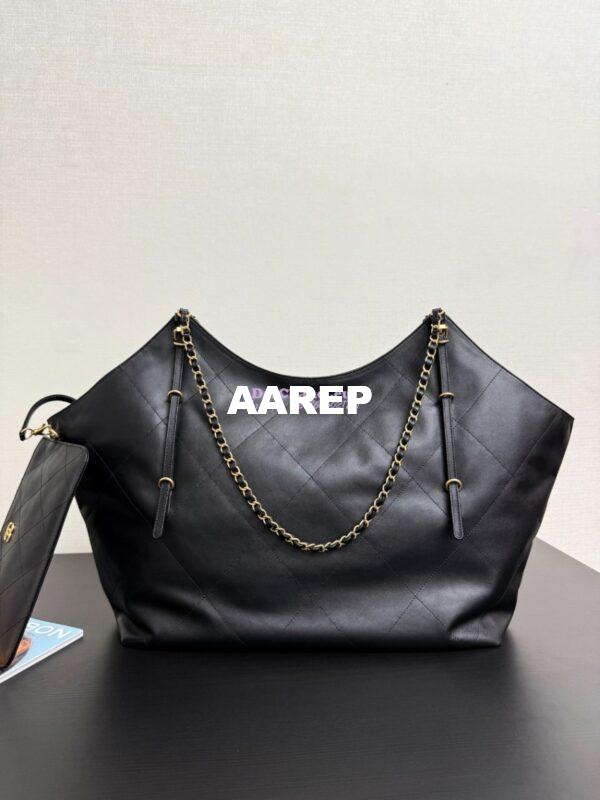 Replica Chanel SS25 Maxi Shopping Bag Calfskin AS5463 Black 10