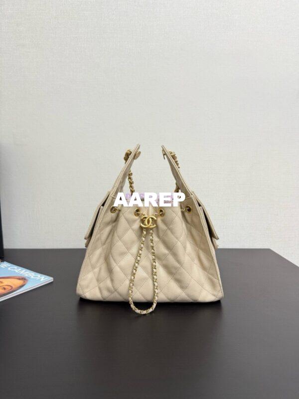 Replica Chanel 25C Small Bucket Bag in Grained Calfskin AS5293 Beige 3