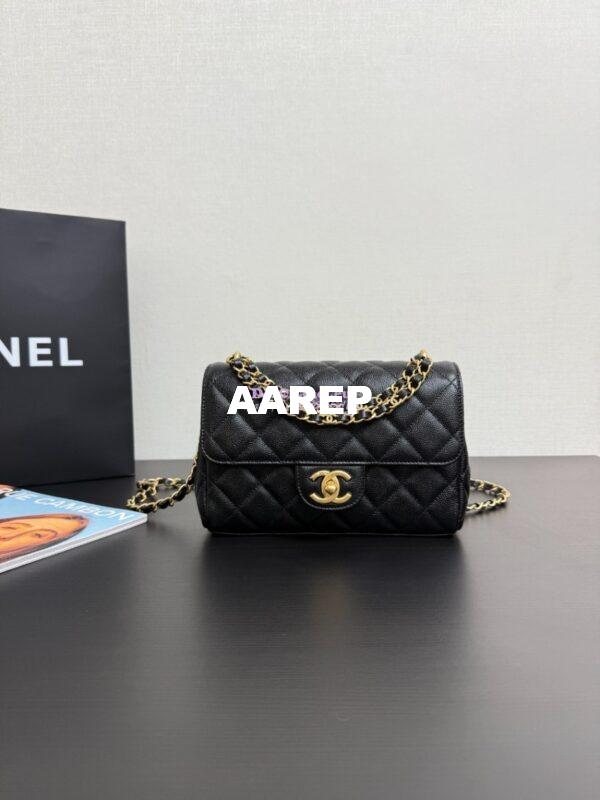 Replica Chanel SS25 Flap Bag in Grained Calfskin AS5240 Black