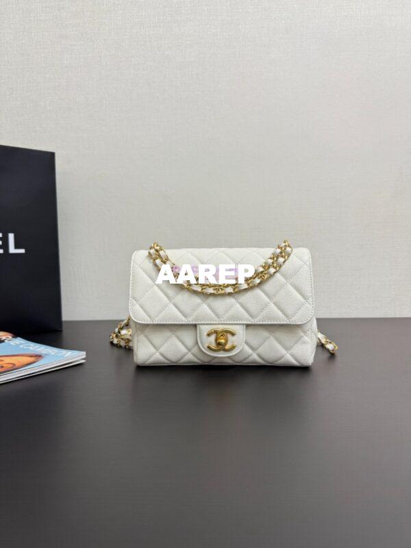 Replica Chanel SS25 Flap Bag in Grained Calfskin AS5240 White
