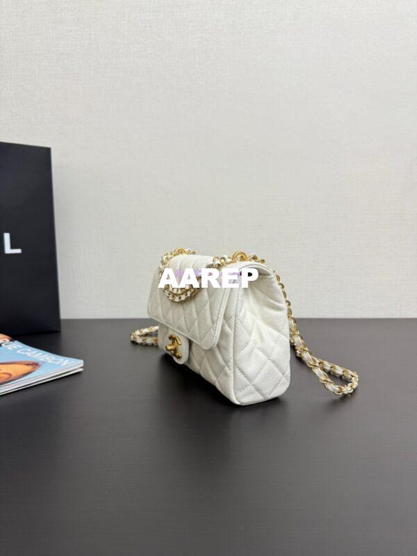 Replica Chanel SS25 Flap Bag in Grained Calfskin AS5240 White 3