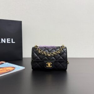 Replica Chanel SS25 Mini Flap Bag in Grained Calfskin AS5239 Black