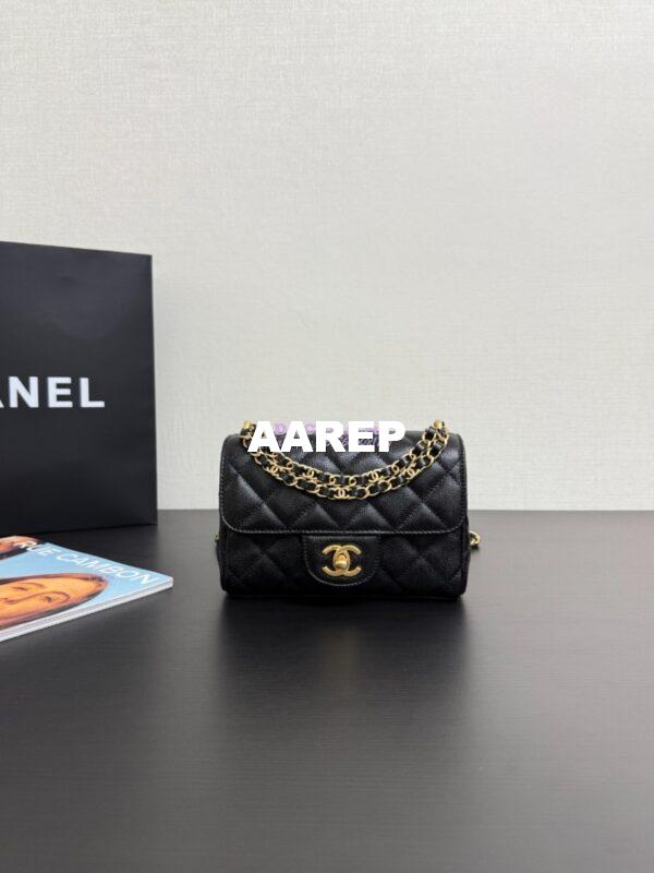 Replica Chanel SS25 Mini Flap Bag in Grained Calfskin AS5239 Black