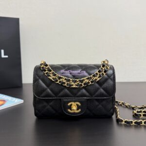 Replica Chanel SS25 Mini Flap Bag in Grained Calfskin AS5239 Black 2