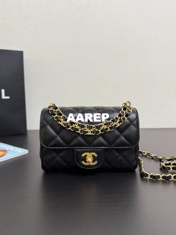 Replica Chanel SS25 Mini Flap Bag in Grained Calfskin AS5239 Black 2