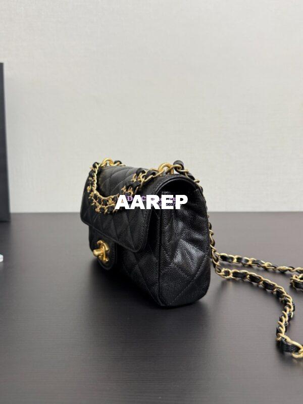 Replica Chanel SS25 Mini Flap Bag in Grained Calfskin AS5239 Black 3