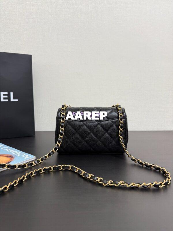 Replica Chanel SS25 Mini Flap Bag in Grained Calfskin AS5239 Black 8