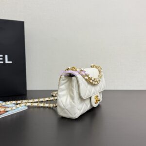 Replica Chanel SS25 Mini Flap Bag in Grained Calfskin AS5239 White 2