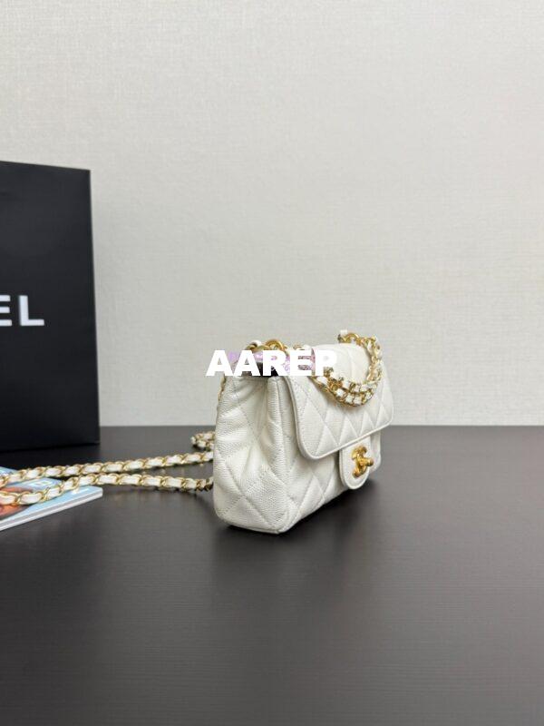 Replica Chanel SS25 Mini Flap Bag in Grained Calfskin AS5239 White 2