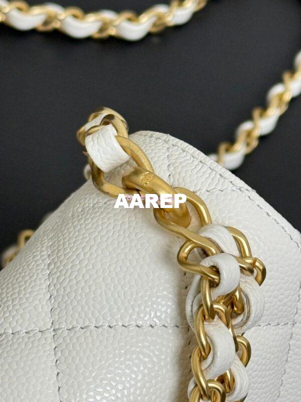 Replica Chanel SS25 Mini Flap Bag in Grained Calfskin AS5239 White 3