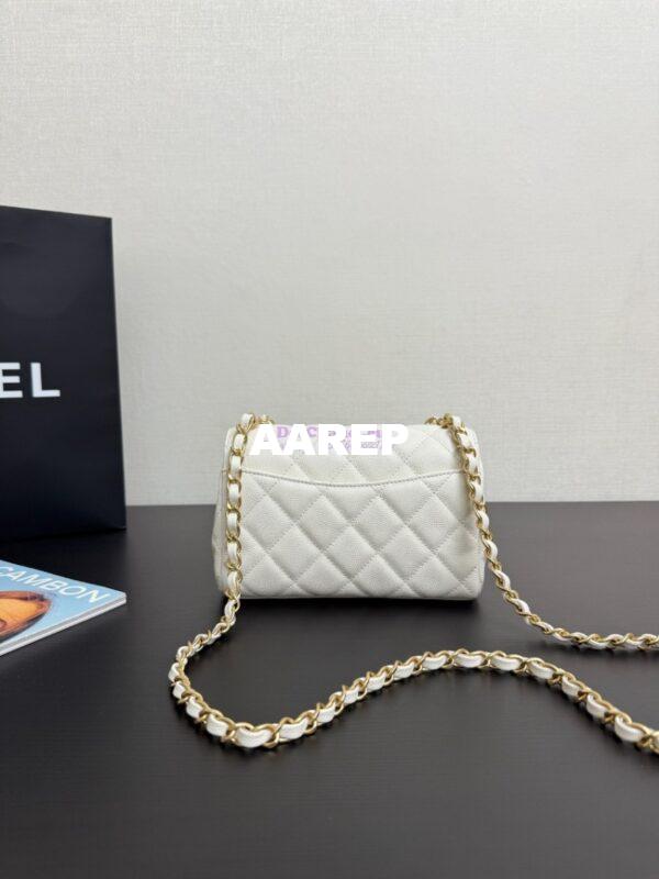 Replica Chanel SS25 Mini Flap Bag in Grained Calfskin AS5239 White 4