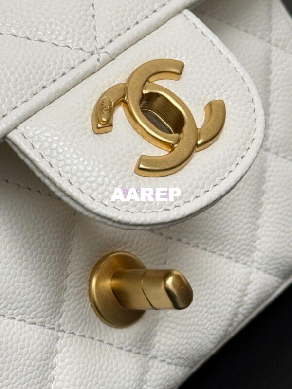 Replica Chanel SS25 Mini Flap Bag in Grained Calfskin AS5239 White 5