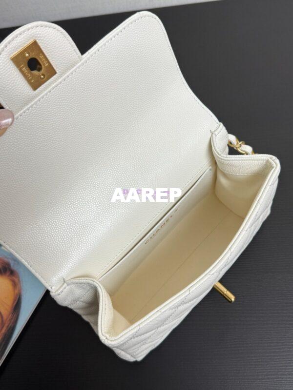 Replica Chanel SS25 Mini Flap Bag in Grained Calfskin AS5239 White 6