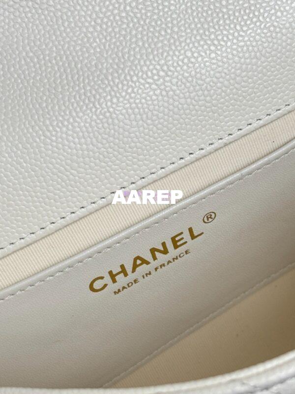Replica Chanel SS25 Mini Flap Bag in Grained Calfskin AS5239 White 7