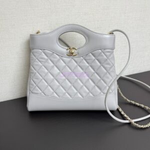 Replica Chanel Medium 31 Shopping Bag in Shiny Lambskin AS4853 Luxe Grey