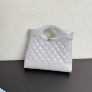 Replica Chanel Medium 31 Shopping Bag in Shiny Lambskin AS4853 Luxe Grey 2