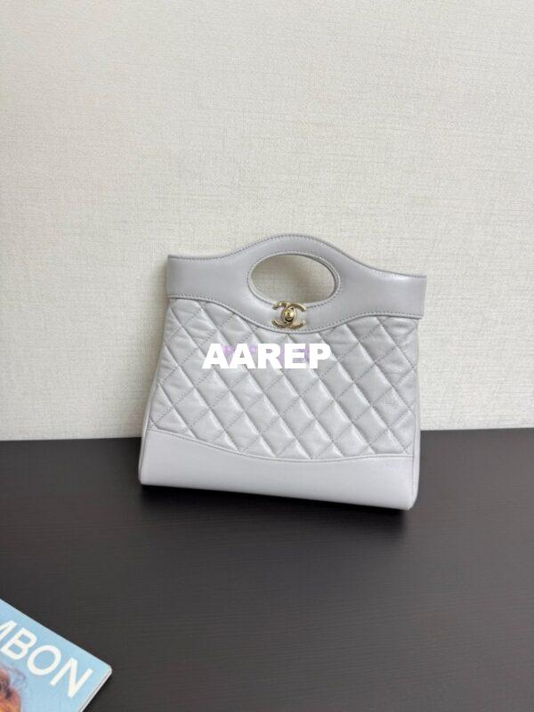 Replica Chanel Medium 31 Shopping Bag in Shiny Lambskin AS4853 Luxe Grey 2