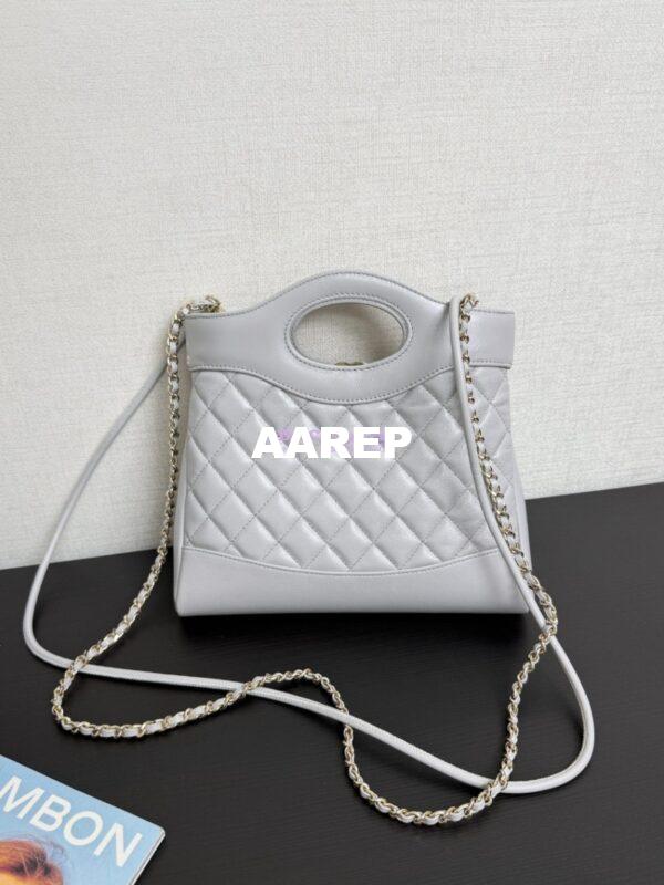 Replica Chanel Medium 31 Shopping Bag in Shiny Lambskin AS4853 Luxe Grey 3