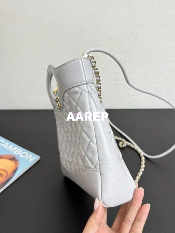 Replica Chanel Medium 31 Shopping Bag in Shiny Lambskin AS4853 Luxe Grey 4