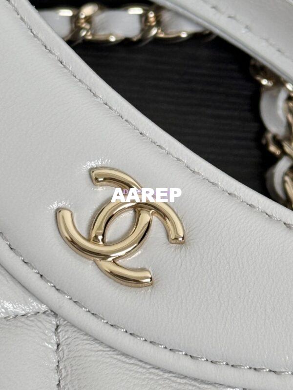 Replica Chanel 24C 31 Mini Shopping Bag Chain Clutch Shiny Lambskin & Gold-Tone Metal AS3656 Luxe Grey 5
