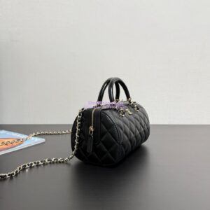 Replica Chanel 25P Lambskin Mini Bowling Bag with Enamel Handles AP4411 Black Limited Edition 2