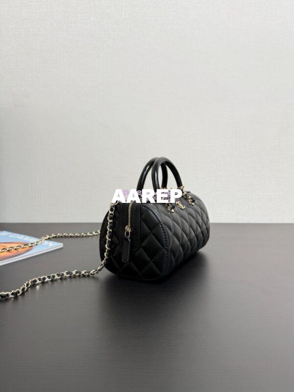 Replica Chanel 25P Lambskin Mini Bowling Bag with Enamel Handles AP4411 Black Limited Edition 2