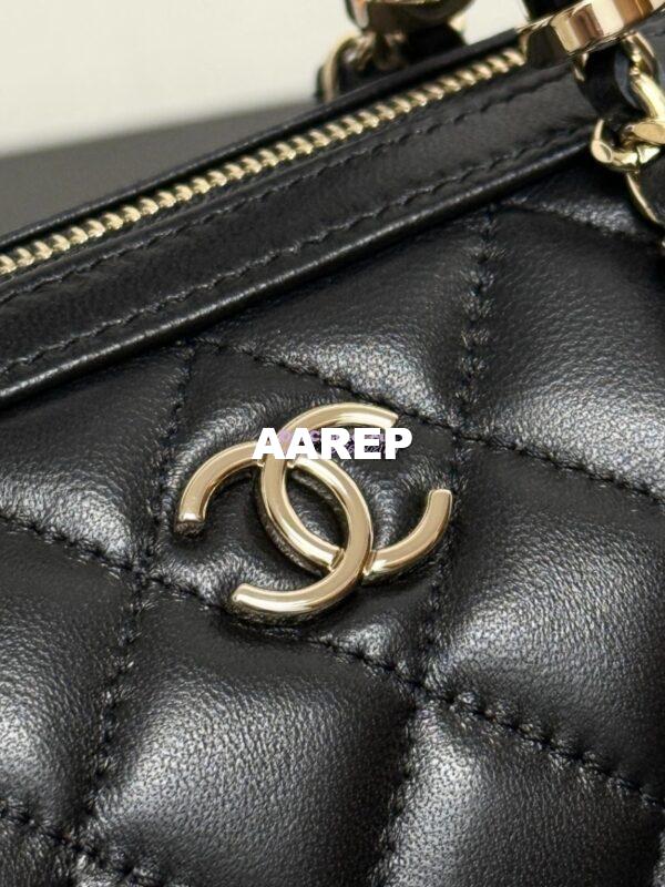 Replica Chanel 25P Lambskin Mini Bowling Bag with Enamel Handles AP4411 Black Limited Edition 4