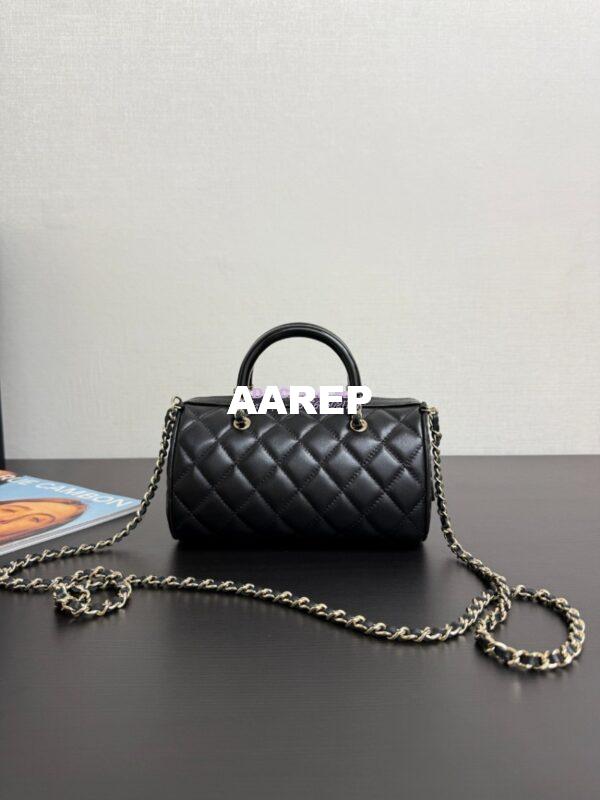 Replica Chanel 25P Lambskin Mini Bowling Bag with Enamel Handles AP4411 Black Limited Edition 6