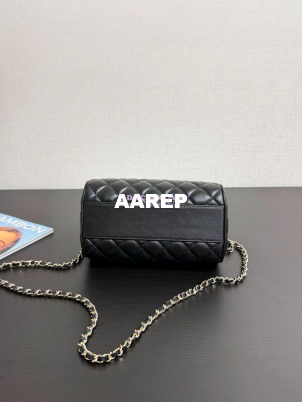 Replica Chanel 25P Lambskin Mini Bowling Bag with Enamel Handles AP4411 Black Limited Edition 8