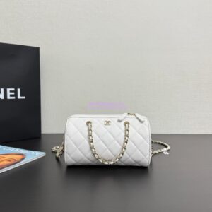 Replica Chanel 25P Grained Calfskin Mini Bowling Bag AP4474 White