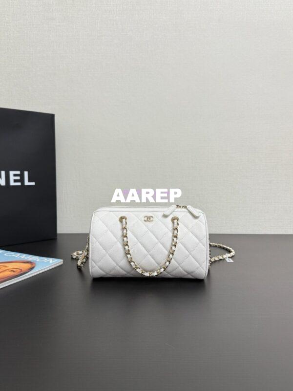 Replica Chanel 25P Grained Calfskin Mini Bowling Bag AP4474 White