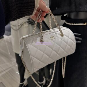 Replica Chanel 25P Grained Calfskin Mini Bowling Bag AP4474 White 2