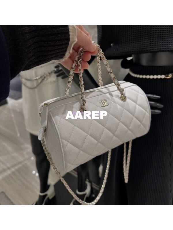 Replica Chanel 25P Grained Calfskin Mini Bowling Bag AP4474 White 2