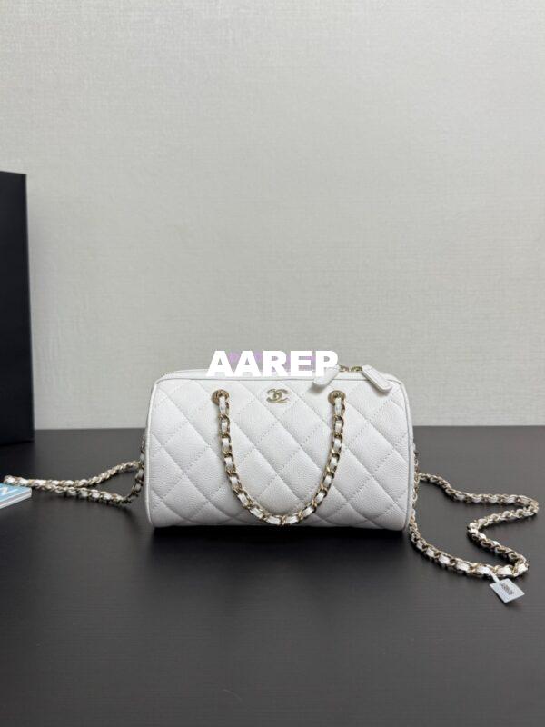 Replica Chanel 25P Grained Calfskin Mini Bowling Bag AP4474 White 4