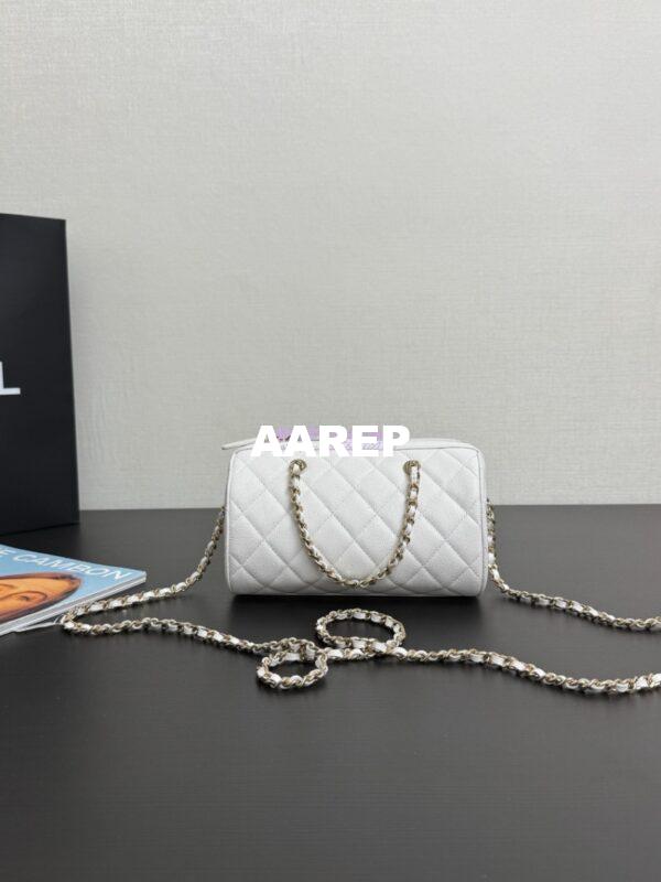 Replica Chanel 25P Grained Calfskin Mini Bowling Bag AP4474 White 7